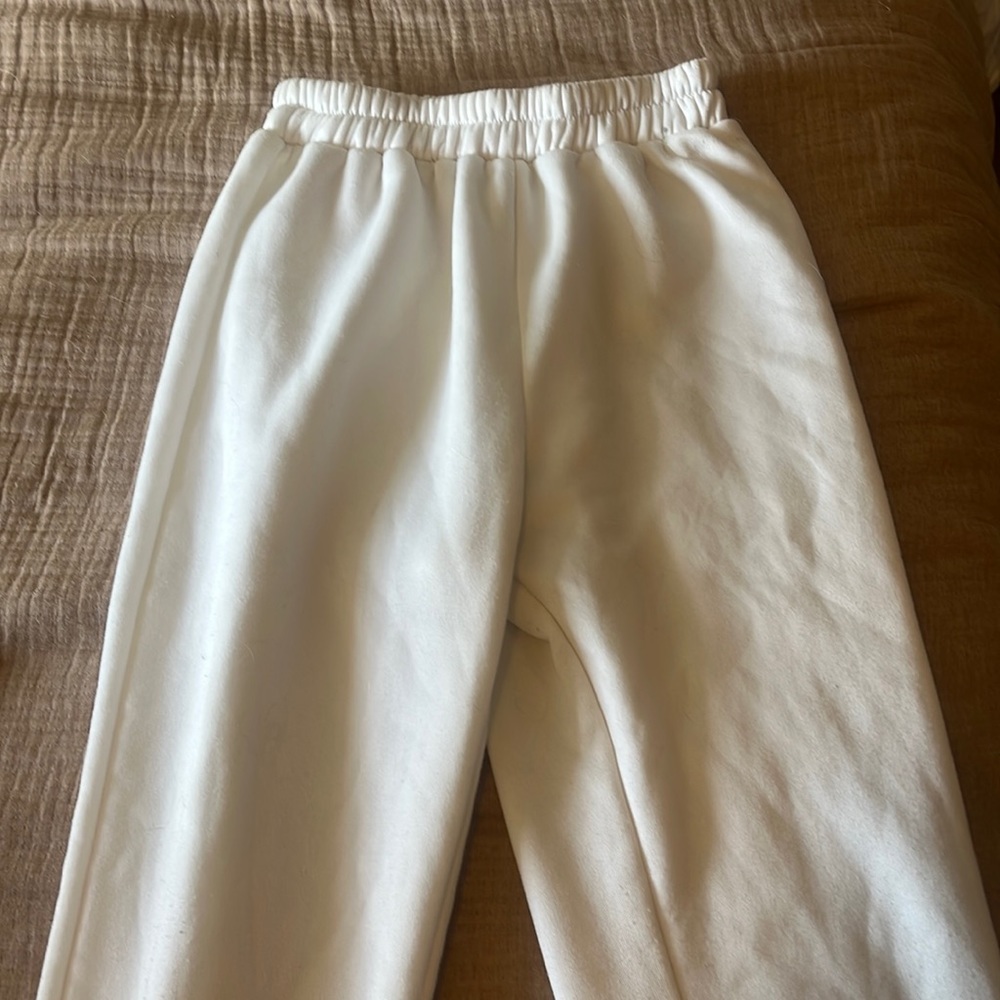 white sweatpants